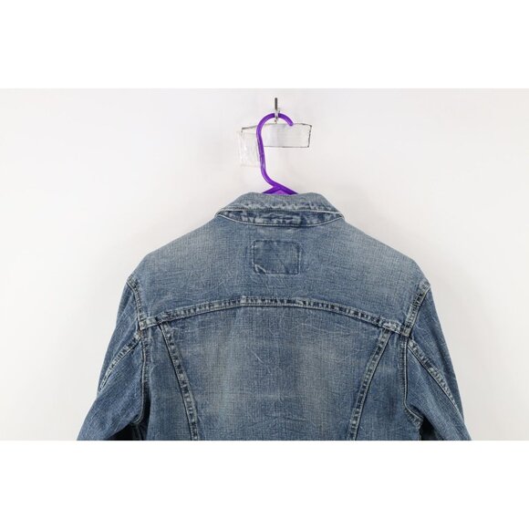 Vintage Y2K American Eagle Outfitters Mens Small Faded Denim Jean Trucker Jacket - Picture 16 of 16